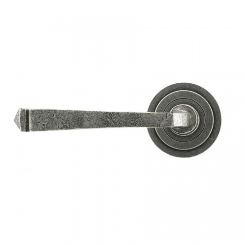 Pewter Avon Round Lever on Rose Set (Art Deco Rose) - Unsprung